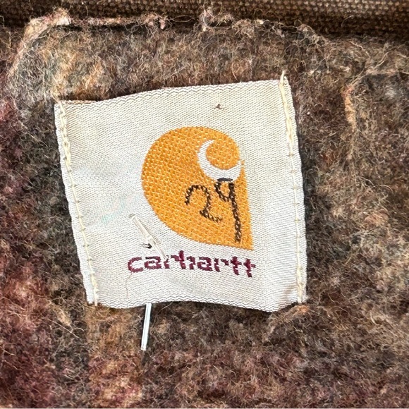 CARHARTT VTG 90s Distressed Canvas Blanket Lined Barn Chore Jacket Brown XL USA - Picture 14 of 16